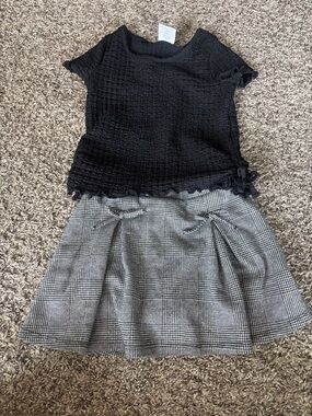 jumping beans Black Top with Gray Plaid Skirt
